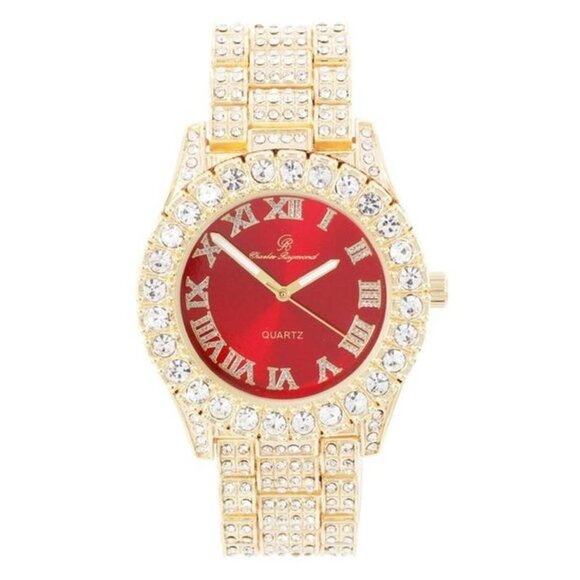 FlawlessDrips Other - Iced Out 18k Gold Finish Red Face CZ Watch